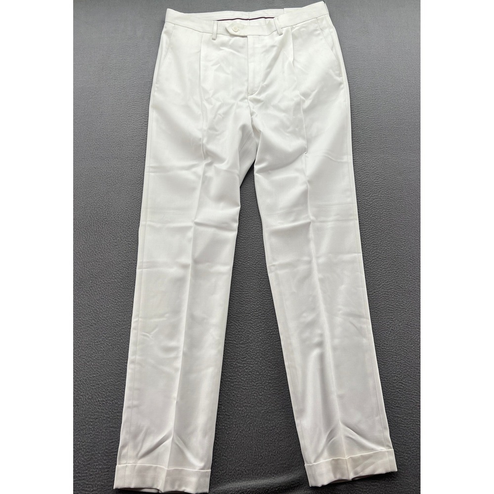 Sean John Dress Pants Men's 34x34 White Sleeman Pleated Cuffed Trousers NWT